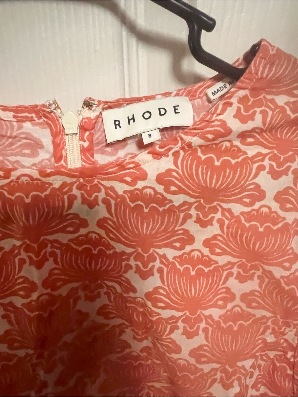 Rhode Pia cotton ruched mini dress lotus orange size 8 - Picture 3 of 10